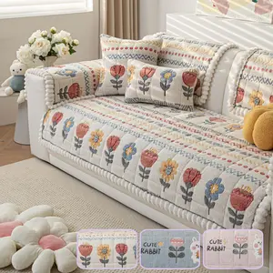 Floral & Letter Pattern Sofa Cushion Cover, 1 Count Thickened Non-slip Sofa Cover, Sofa Couch Covers, Decorative Cover for Home Living Room Bedroom Office