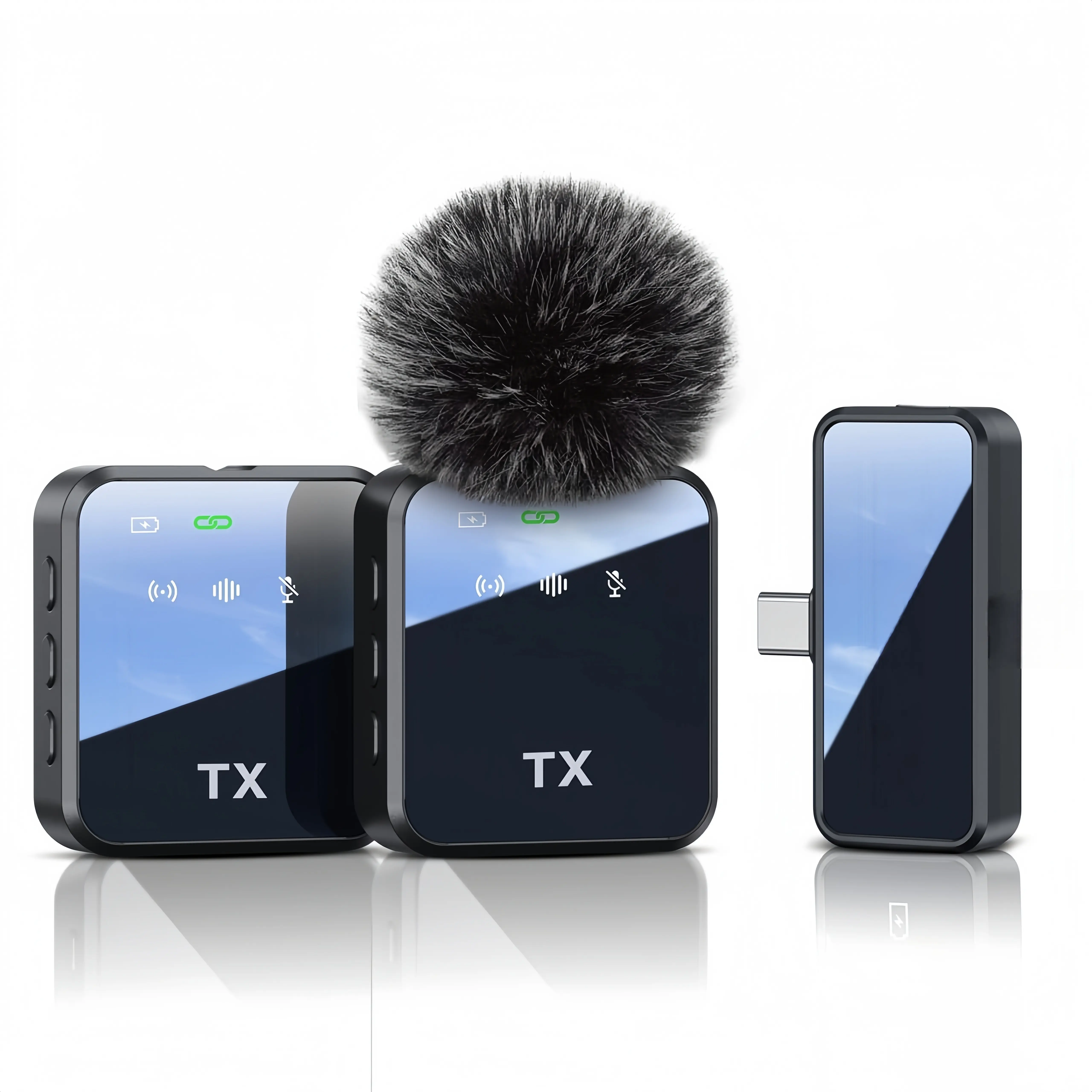 Wireless lavalier microphone high-end square, stereo sound, intelligent noise reduction, suitable for smartphone live broadcast or outdoor Vlog
