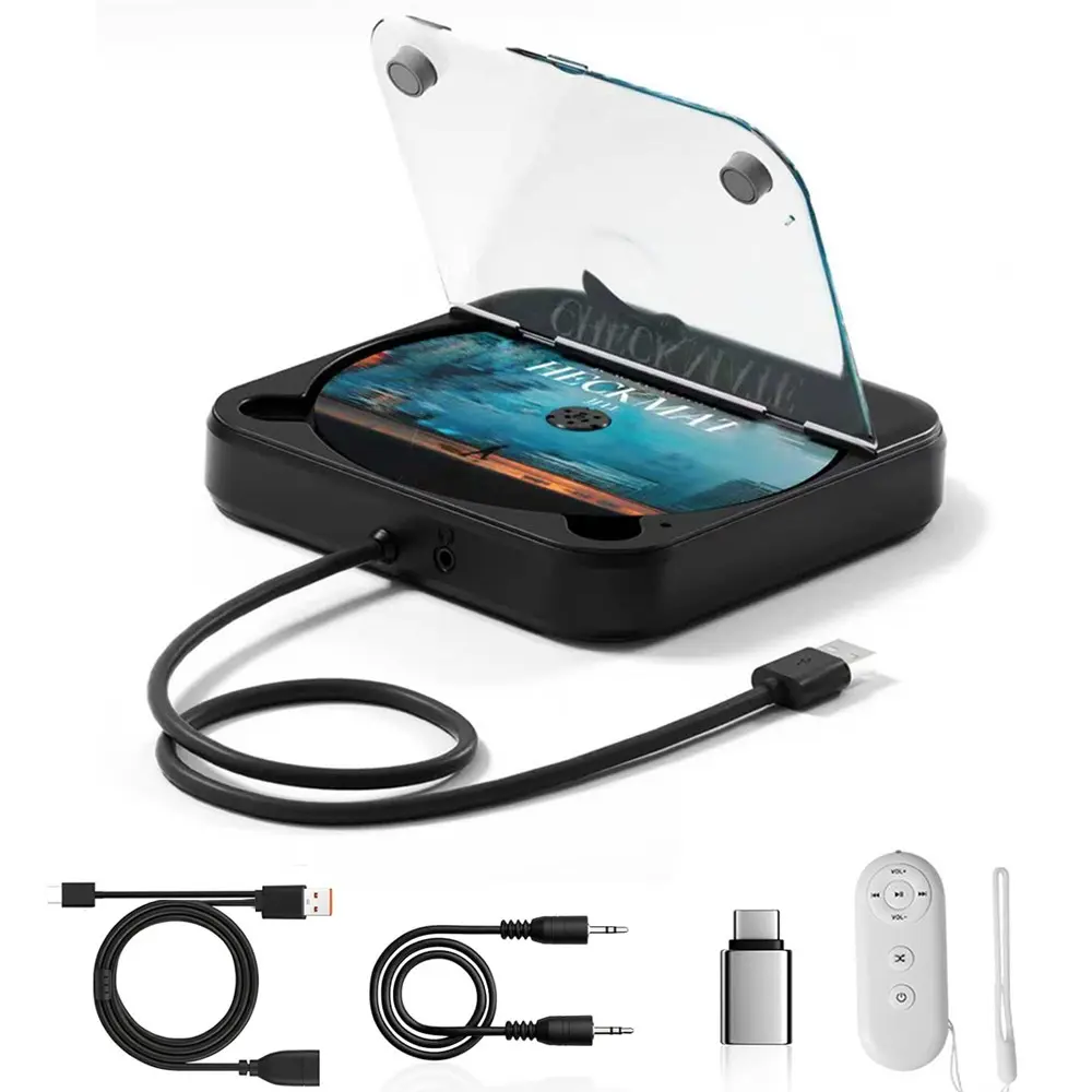 MEGICOT External CD Player for Car, USB AUX Connect Mini Portable Music Player Compatible with Laptop, TV, Computer, Home Audio Systems, Remote Control