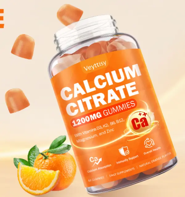 1200mg Calcium Gummies with 5000IU Vitamin D3 K2 B6 B12 Magnesium and Zinc for Adults Premium Vegan Calcium Supplement for Men and Women Bone Teeth and Joint Strength Support Easy to Digest Daily Health Wellness Chewables