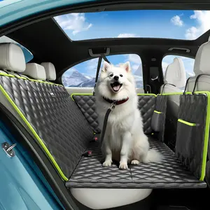 Pecute Pet Car Seat Cover Waterproof Dog Backseat Hammock with Mesh Window & Storage Pocket, 600D Non-Slip for Car/Truck, Easy to Install Washable