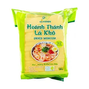 HT FOODS Vietnamese Wonton Wrappers 500g - Premium Dumpling Skin for Soup, Frying, Stir-Frying & Dry Mixing - Authentic Asian Ingredients
