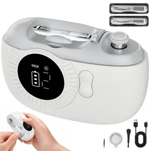2-in-1 Automatic Electric Nail Clipper & Grinder | Pro Nail Trimmer with LED Light & 5X Magnifier | Anti-Splash Nail Care for Thick Nails, Seniors & Babies