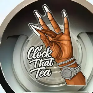 Clock That Tea kindle Grip, Black Girl Clock That Tea Phone Grip, Colorful Vibes Phone Holder, Magnetic Acrylic Phone Grips, Best Gift For E-Reader