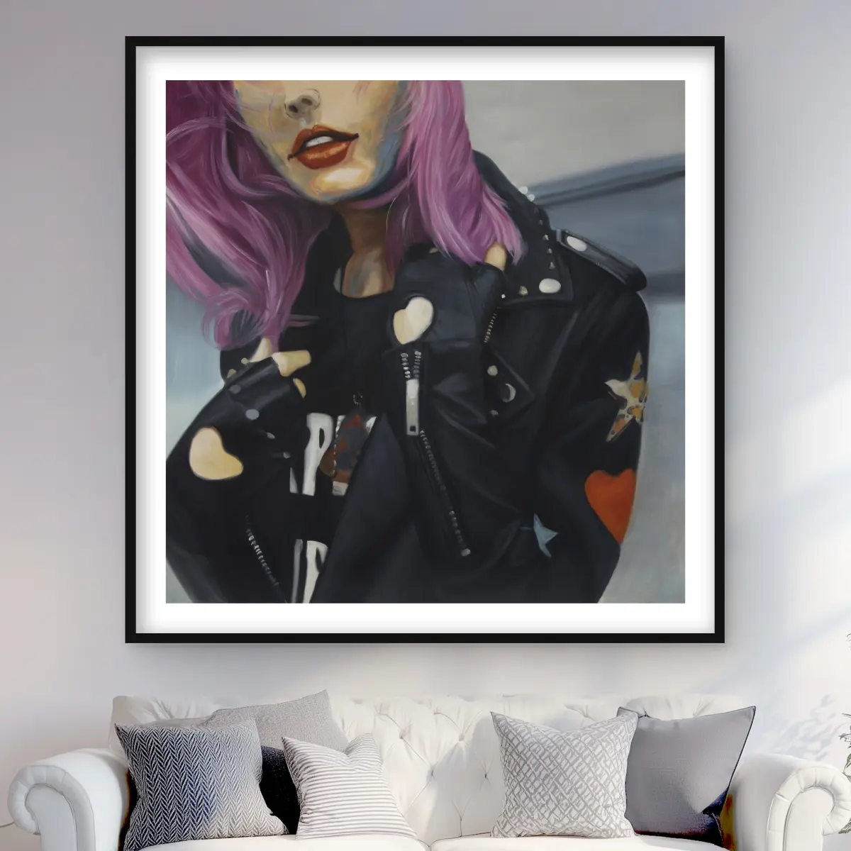 212 MAIN Bold Colors Artistic Figurative Framed Graphic Print - 48x48 in., Punk Culture Artwork, Colorful Designs, Home Decor Wall Art for Room Styling, Decoration