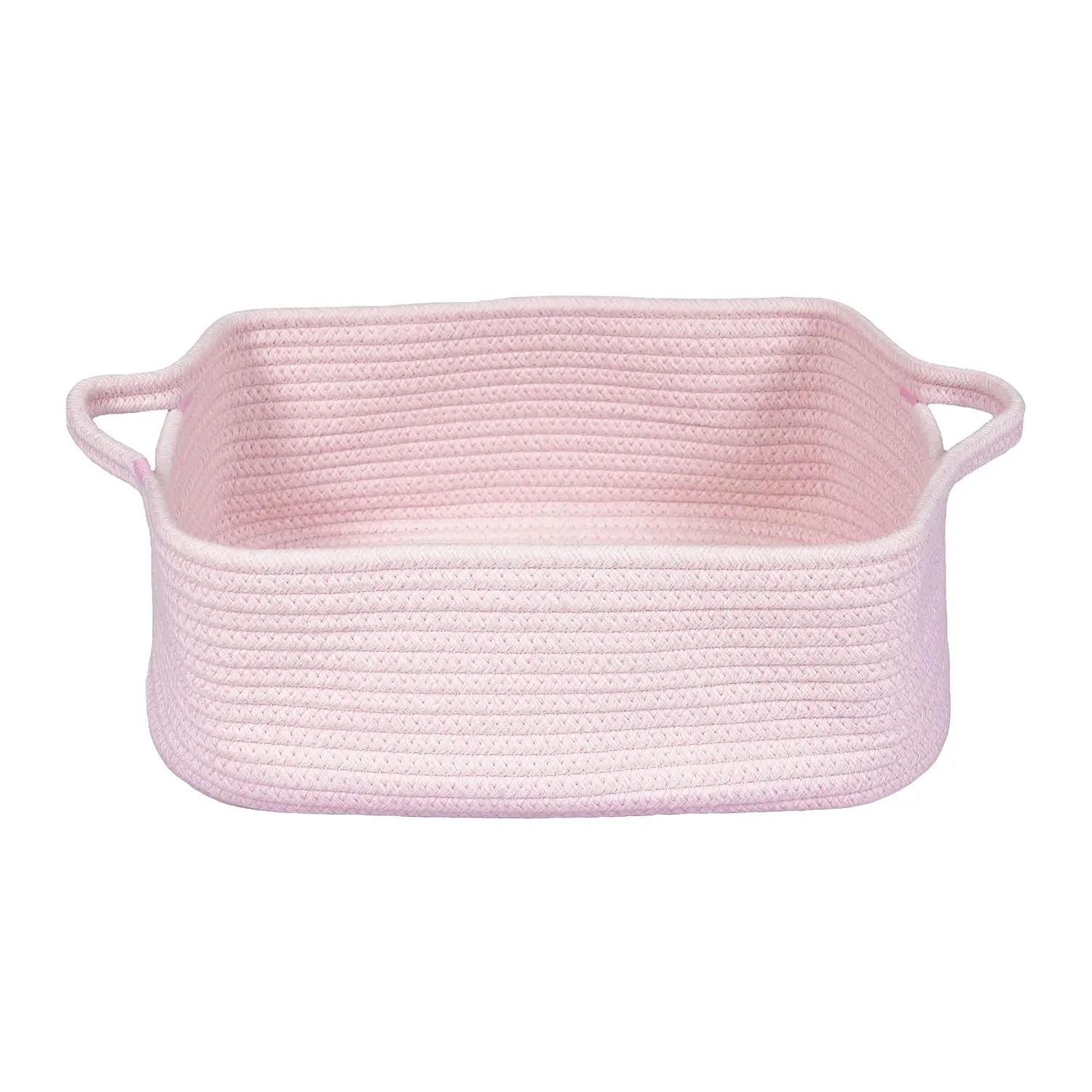 Woven Cotton Rope Storage Basket with Handles for Organizing Shelves Closet Small   Pet  Baskets Box Bin Decorative Rectangle   basket  Basket Empty Light