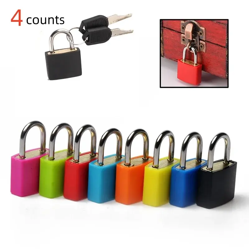 4 Piece Durable Metal Padlocks Set, Sturdy Lock, Small Multi-Color Keyed Luggage Cabinet Locks for Gym Schools, U Shape Lock Security, Safety Lock, Lock And Keys, Locker Locks
