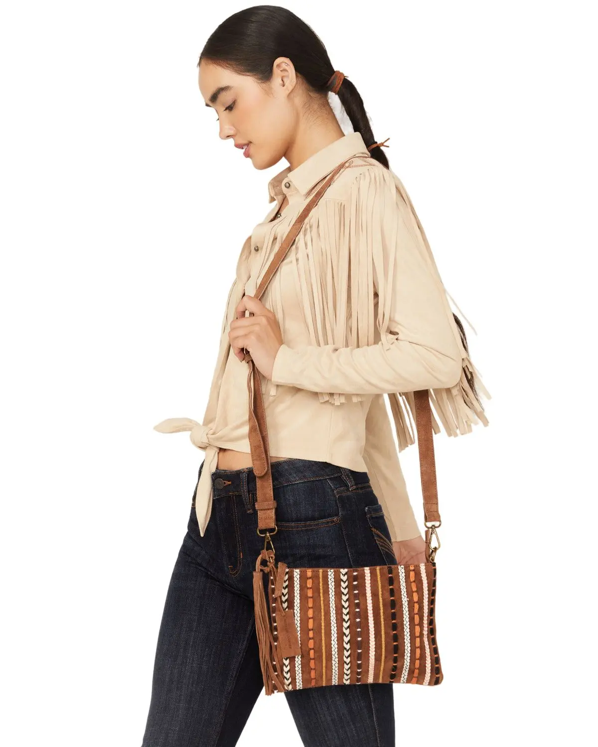 Shyanne Women's Women'S Wysteria Suede Woven Striped Crossbody Bag - Saho24hb5-Bn