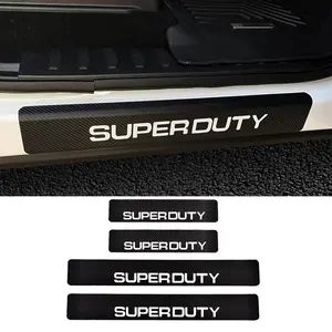 4pcs Car Door Sill Protector Carbon Fiber Texture Stickers Car Door Sill Decoration Decal Compatible with Ford F250 Super Duty、 Ford F350 Super Duty and Ford F450 Super Duty