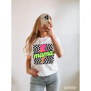Comfort Colors Retro Checkered Mom, Mothers Day Gift Neon Mama Shirt, Checkered Mama Shirt, Lightning Shirt, Gift For Mom, Mom Shirt