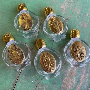 Glass Holy Water Bottle Religious Icon Religious Artifact Tin Canister