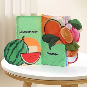 Newborn Sensory Cognitive Training Baby Book Early Education Washable Tear-Proof Fruit Cloth Book 0-1-2 Years Old First Book Interactive Gift Busy Books