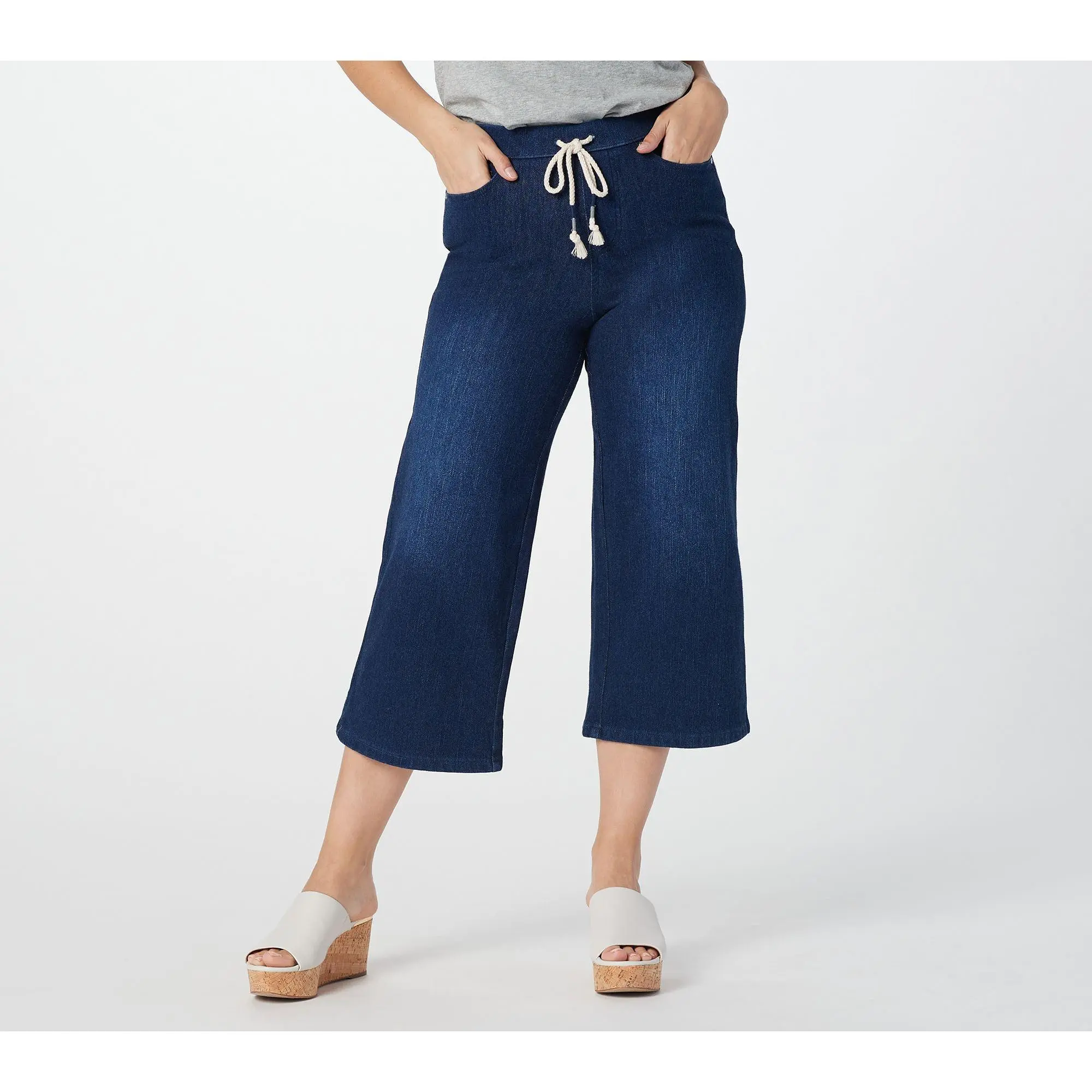 Belle by Kim Gravel Flexibelle Cropped Gaucho with Drawstring
