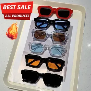Aeropostale Luxury Eyewear 6-Pack Vintage Rectangle Sunglasses For Men & Women UV400 Protection Retro Fashion XL Wide Frames Unisex Style