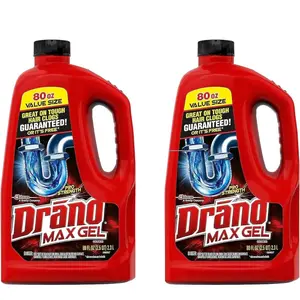 Drano Max Gel Drain Clog Remover and Cleaner for Shower or Sink Drains, Unclogs and Removes Hair, Soap Scum and Blockages, 80 Oz, Pack of 2