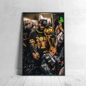 Lebron James poster, NBA Cavaliers championship Canvas wall art print, iconic sports poster