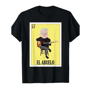 Humorous Mexican Guitar Grandpa TShirt Unisex Cotton Casual Round Neck Short Sleeve Tee with Slight Stretch Sizes S to 3XL