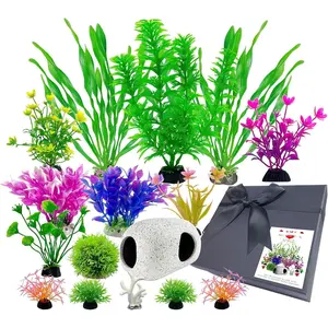 Aquarium Decorations Set, 16 count Artificial Plastic  & Smooth Fish Cave Rock, Non-Damaging Ornaments for Fish  with  Box Packaging, Goldfish & Betta Fish  Accessories