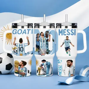 Messi 10 Argentina Legend  40oz Tumbler With Handle – Soccer Champion Stainless Steel Cup, Vacuum Insulated Travel Mug, Iced Coffee Drinkware, Gift For Football Fans