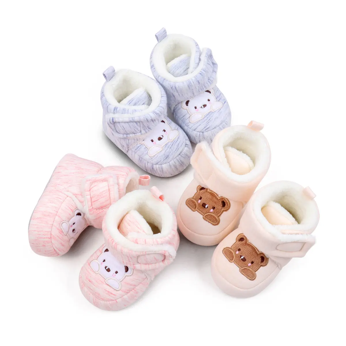 Christmas Baby Winter Shoes for Boys & Girls 0-18M Solid Color Non-Slip Fleece Lined Cozy First Walkers Booties Perfect for First Steps