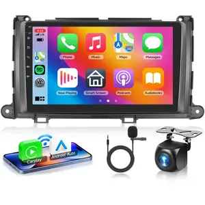 9-Inch Touchscreen Car Media Player for Toyota Sienna 2011-2014, 4-Core 64G Android 15 Stereo with Wireless CarPlay, Android Auto, Navigation, HD Display, GPS, WiFi, Bluetooth, SWC, Plug-and-Play & Backup Camera Support, Father's Day Gift
