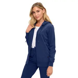 Monarch Women's Zip-Up Scrub Hoodie Jacket | Lightweight Nursing Jacket (4301)