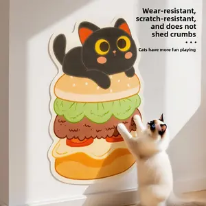 Self-Adhesive Wall Cat Scratcher with Hanging Toy – Vertical Felt Cat Scratch Pad for Furniture & Sofa Protection, Durable Indoor Cat Scratching Mat