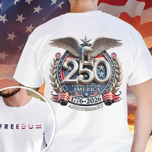 Freedom 250 Anniversary 1776–2026 T-Shirt, Patriotic Eagle Graphic Tee, American Pride Shirt Gift for Men Women, Independence Celebration Style