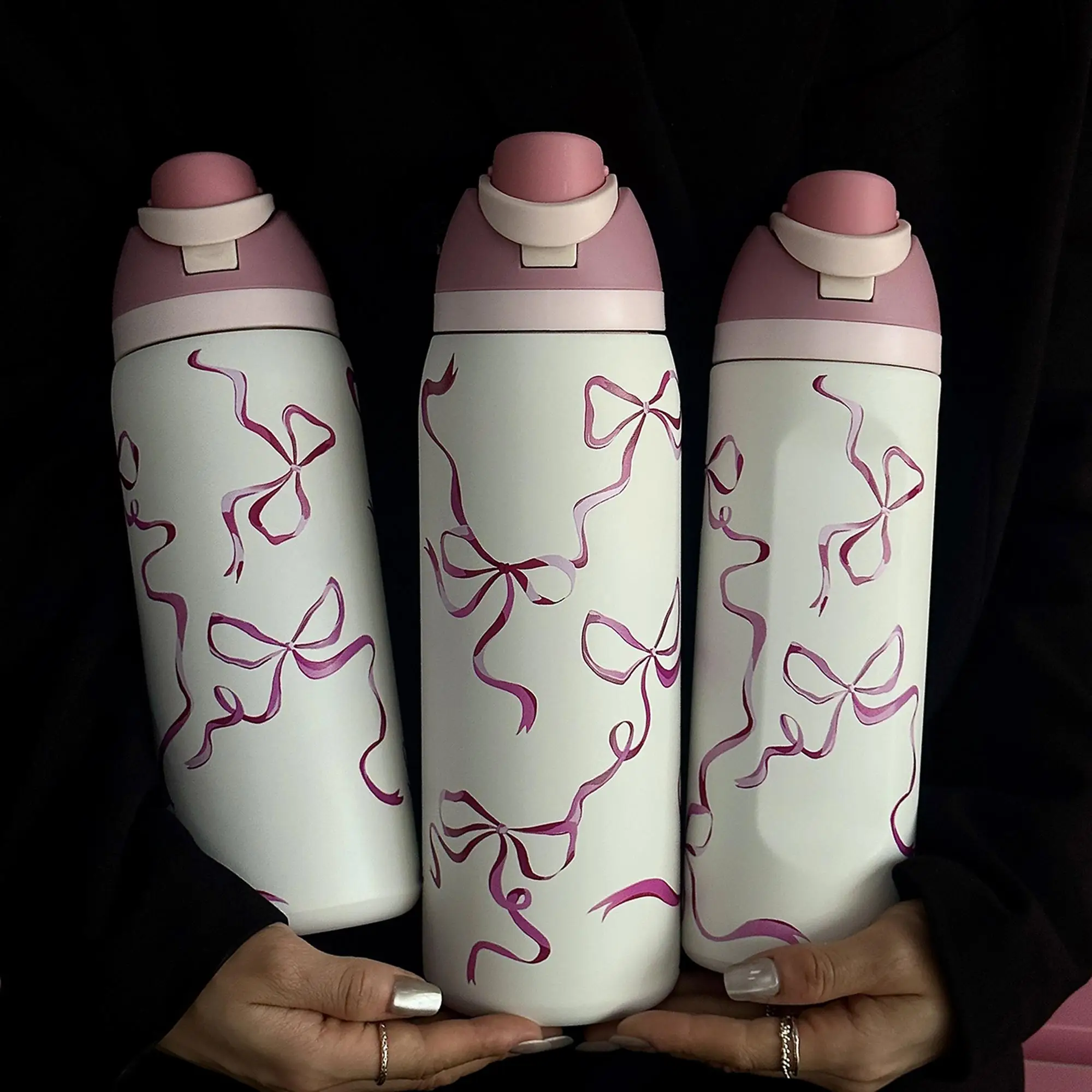 Butterfly Pattern Vacuum Flask, 1 Count 24oz-32oz-40oz Large Capacity Insulated Water Bottle with Straw, Drinking Cup for Home Office School, Tumbler