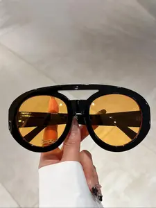 New women Glasses Large Frame Double Brige Round Fashion Personality Trend Retro Glasses Suitable Daily Travel Wear Decoration