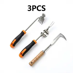3PCS Manganese Steel Garden Weeding Tool Set, Ergonomic Heavy Duty Weed Puller and Crack Crevice Weeder, Rustproof Hand Tools for Yard, Lawn & Vegetable Flower Bed