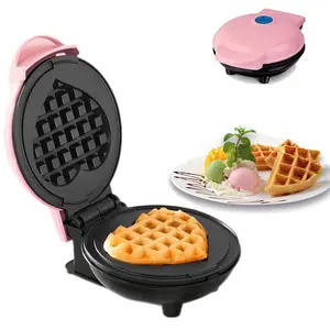 Mini Maker Waffle Maker 5" Non-Stick Waffler Iron Stuffler Stuffed Wafflera Adjustable Browning Control, Heart, Pink Kitchen Appliances Household