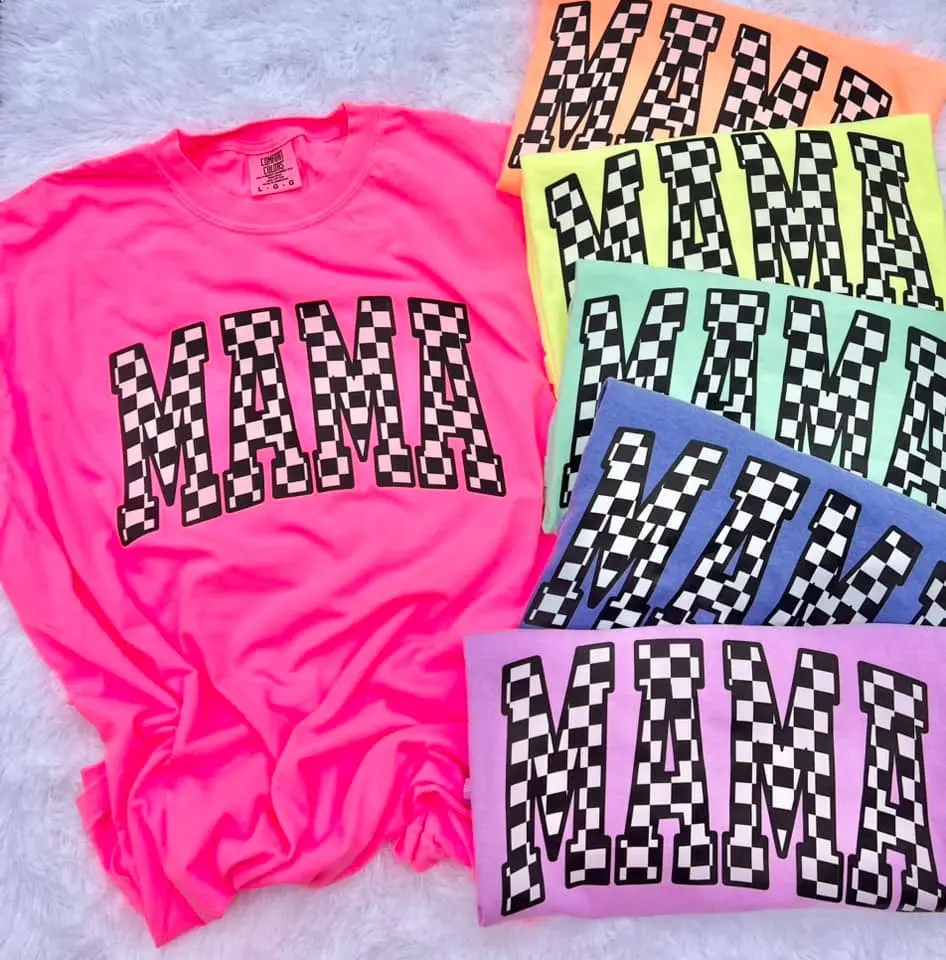 Checkered Mama Tee