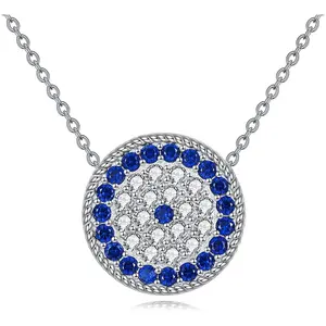 Evil Eye Pendant Necklace for Women 925 Sterling Silver Greek Protection Jewelry Amulet Gift for Women 18"