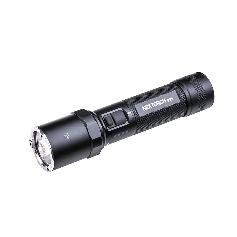 【Camping Gear Gift】NEXTORCH P80B Rechargeable Flashlight High Lumens, 2100 Lumens LED Strobe Tactical Flashlight with 5 Modes for Emergency, Law Enforcement, Night Duty, Self-Protection, Outdoor Adventure, Daily Use, High Lumen Flashlights, Adjustable Lig