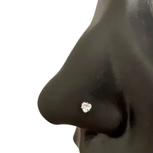 Mini Heart Nose Stud | Dainty CZ Nose Ring | 20G Surgical Steel Nose Piercing | L Shape Corkscrew | Hypoallergenic