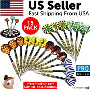 5 Sets (15Pcs) Steel Tip Professional Darts Set Darts Slim Barrel Dart Flights Does not apply