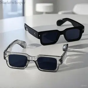 2-Pack Retro Square Sunglasses for Women & Men, Black & Translucent Frames, UV400 Protection, Y2K Stylish Summer Beach Travel Streetwear Accessories, Party Eyewear Unisex Quality Lenses