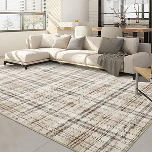 Modern Plaid Print Rug Low Pile Non Slip Rug Washable Area Rug Soft Non Shedding Rug Foldable Living Room Rug for Bedroom Office Hallway Farmhouse