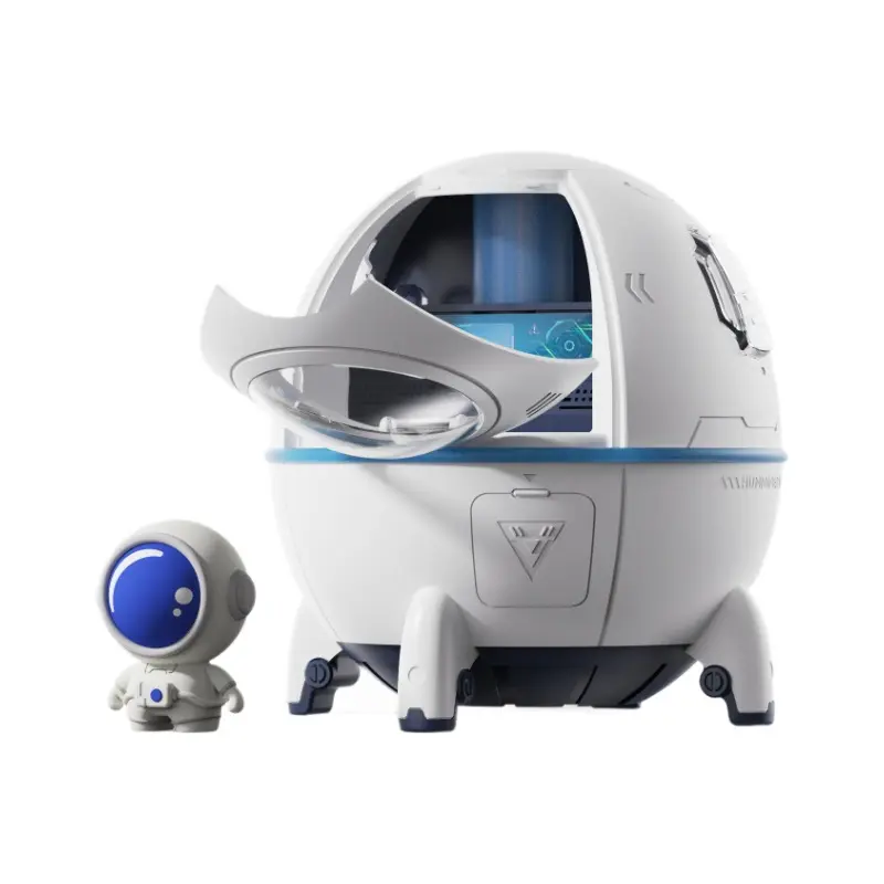 Rechargeable Capsule-Form Portable Mini Humidifier with USB Port - Air Purifier, Silent Fine and Dense Mist, Adjustable Mist Output & Speed, 13x13cm, Warm Nightlight, Space Theme Decor, Tabletop Use for Home/Office, Ideal Gift for Friends & Colleagues
