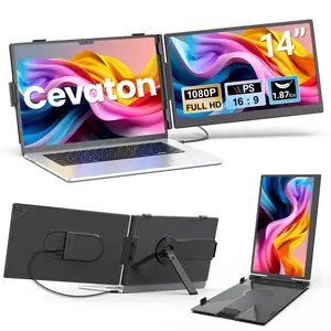 【TikTokShopSpringGlowUp】Cevaton Laptop Screen Extender 1.87lbs Ultra-Portable & Ultra Slim, 14" FHD 1080P Single Portable Monitor for 13.3"-17.3" Laptop, Plug & Play Travel Monitor Extender Compatible with Wins/Mac/Chrome/Android