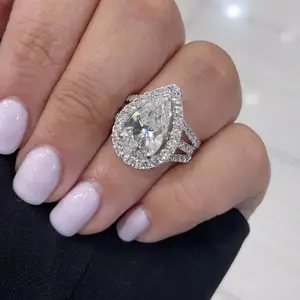 Maxine CZ 4.5ct Pear Cut Engagement Ring,5A Cubic Zirconia Women's Ring Jewelry,Promise Ring for Daily,Travel,Proposal,Wedding,Birthday,Anniversary