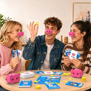You Laugh You Lose Pig Nose Party Game with 150 Challenge Cards, 5 Pig Nose Props and 60 Gold Coins, Funny Family Board Game, Interactive Tabletop Card Game for Kids and Adults, Game Night, Birthday Party, Family Gathering, 2-8 Players Ages 8+