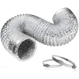 4 Inch 3  Dryer Vent Hose Short,Flexible Air Ducting,Heavy Duty Aluminum Foil Extra Thick(6-ply) with 2 Clamps for HVAC Ventilation,Tight Space