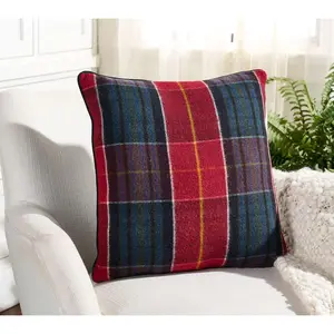 Mrs. H by Dee Hilfiger Velvet Backed Cashmere Plaid Throw Pillow