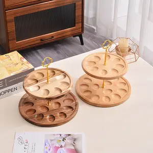 Double-Layer Beech Wood Egg Tray Display Rack, Layered Egg Holder Stand, Dessert Cake Storage Shelf, Maple Wood Egg Rack