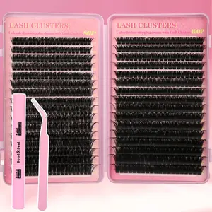 Lash Extension Kit with 640Pcs Volume Lash Clusters, C Curl Cluster Eyelash Extensions DIY Kit with Bond, Seal & Tweezers for Salon Look at Home