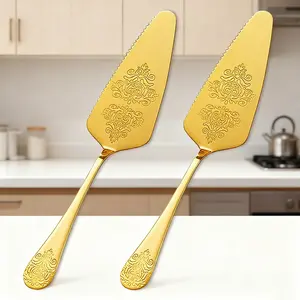 Vintage Dual Flower Cake Spatula Set, Premium Stainless Steel Pizza Sever, Elegant Baking Tools for Christmas/Thanksgiving/Wedding/Birthday