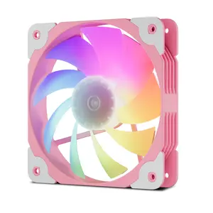 Vetroo SA-140 Pink 140mm Addressable RGB & PWM Motherboard Sync Computer PC Cooling Fans, Low Noise High Performance 4-Pin 1200 RPM Hydraulic Bearing