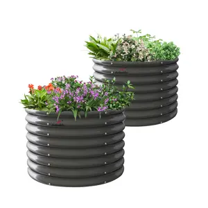 A ANLEOLIFE 2-Pack 3ft x 24”Tall Round Galvanized Raised Garden Beds, Anti-Rust & Easy-Setup